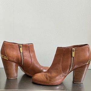 Coach Cognac Leather Booties Size 8
